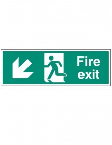 Fire Exit Down and Left Rigid Plastic - 3 sizes 